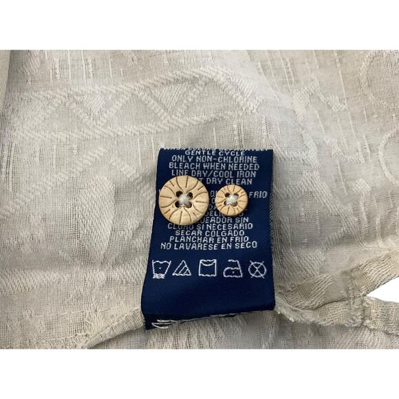 Caribbean Joe Shirt Mens XL Beige 100% Silk Floral Jacquard Button Up Camp - Picture 10 of 10